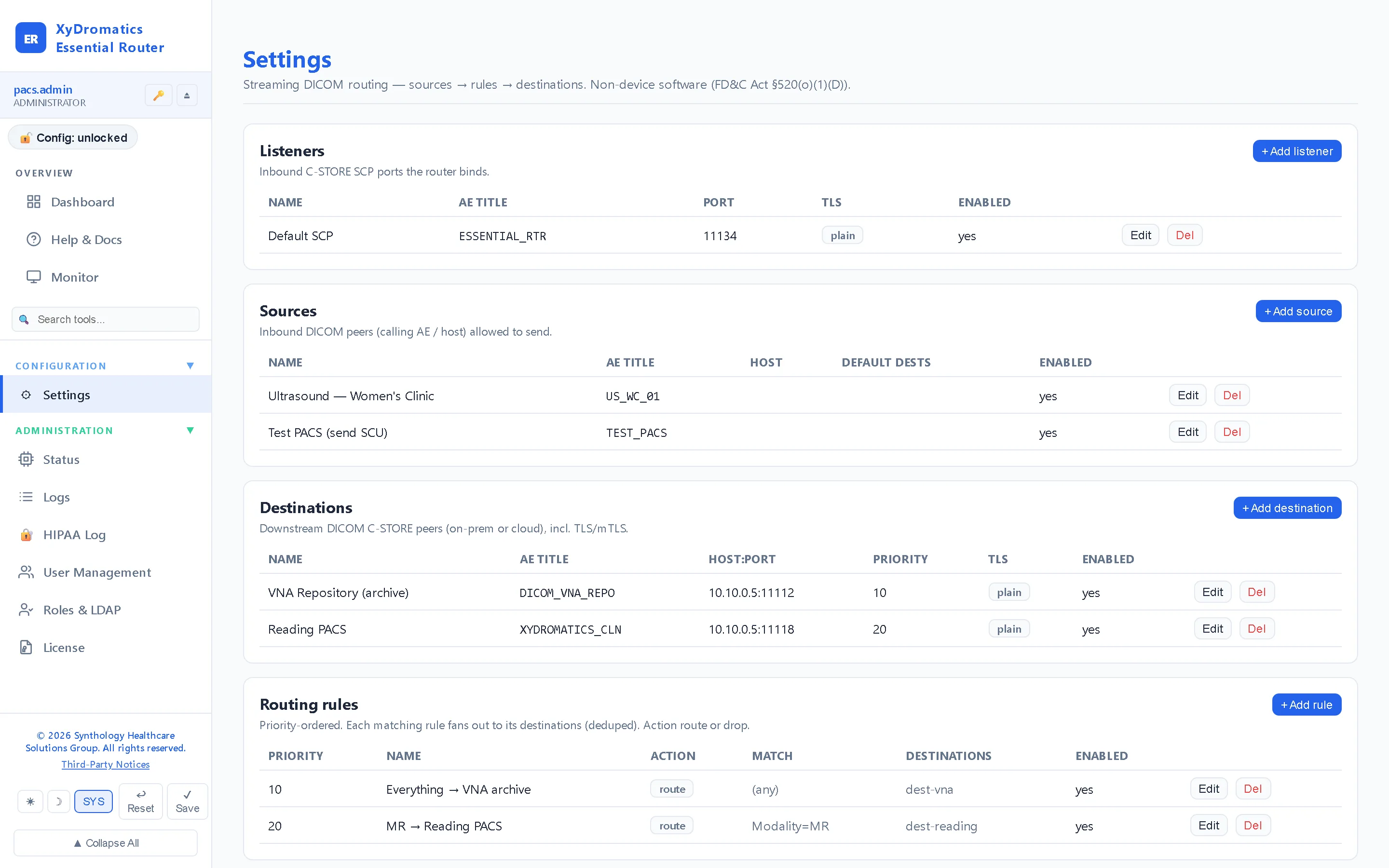 Configuration — Listeners and destinations, plus simple forwarding rules — no-frills streaming set up in minutes.