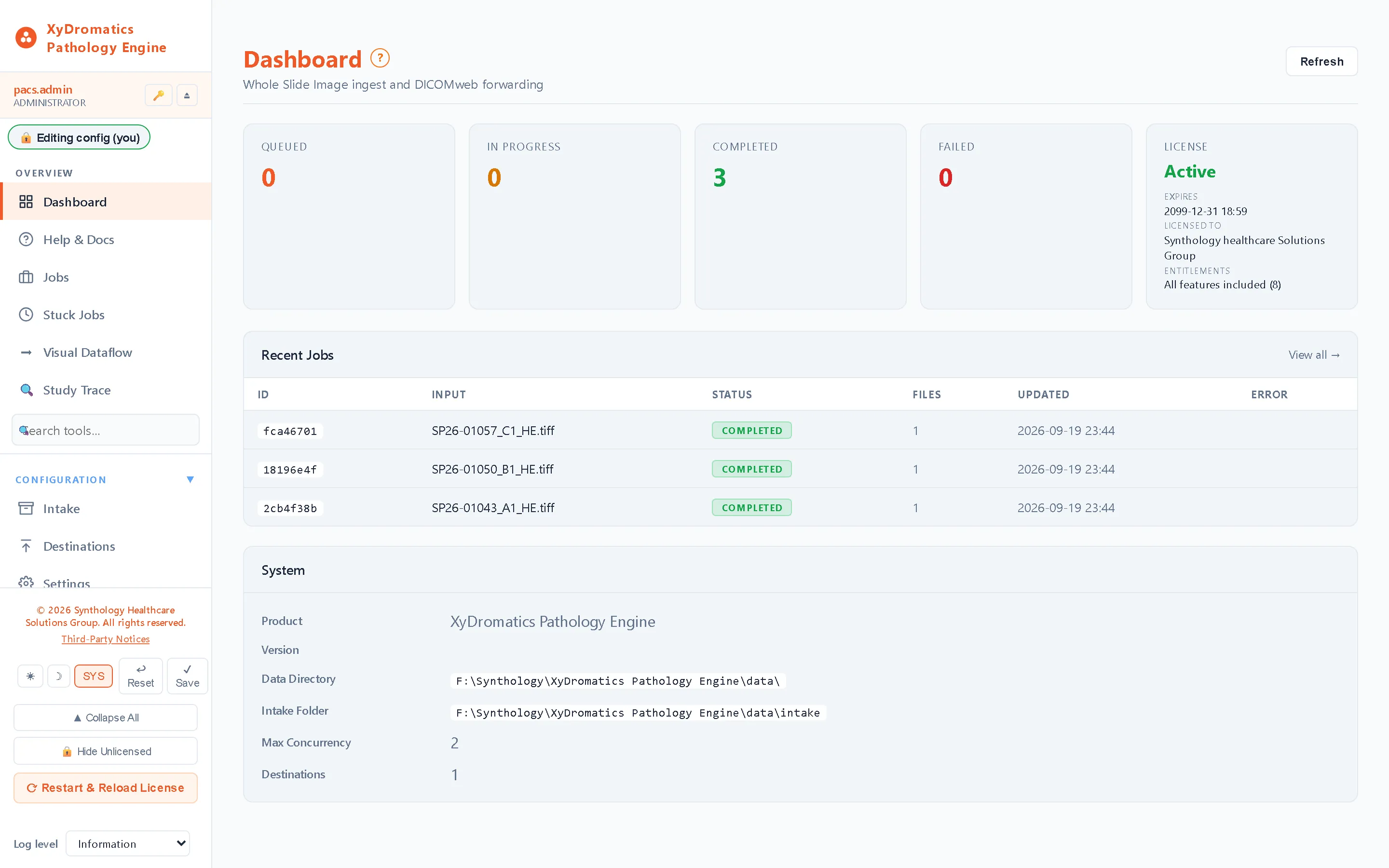XyDromatics Pathology Engine — Dashboard