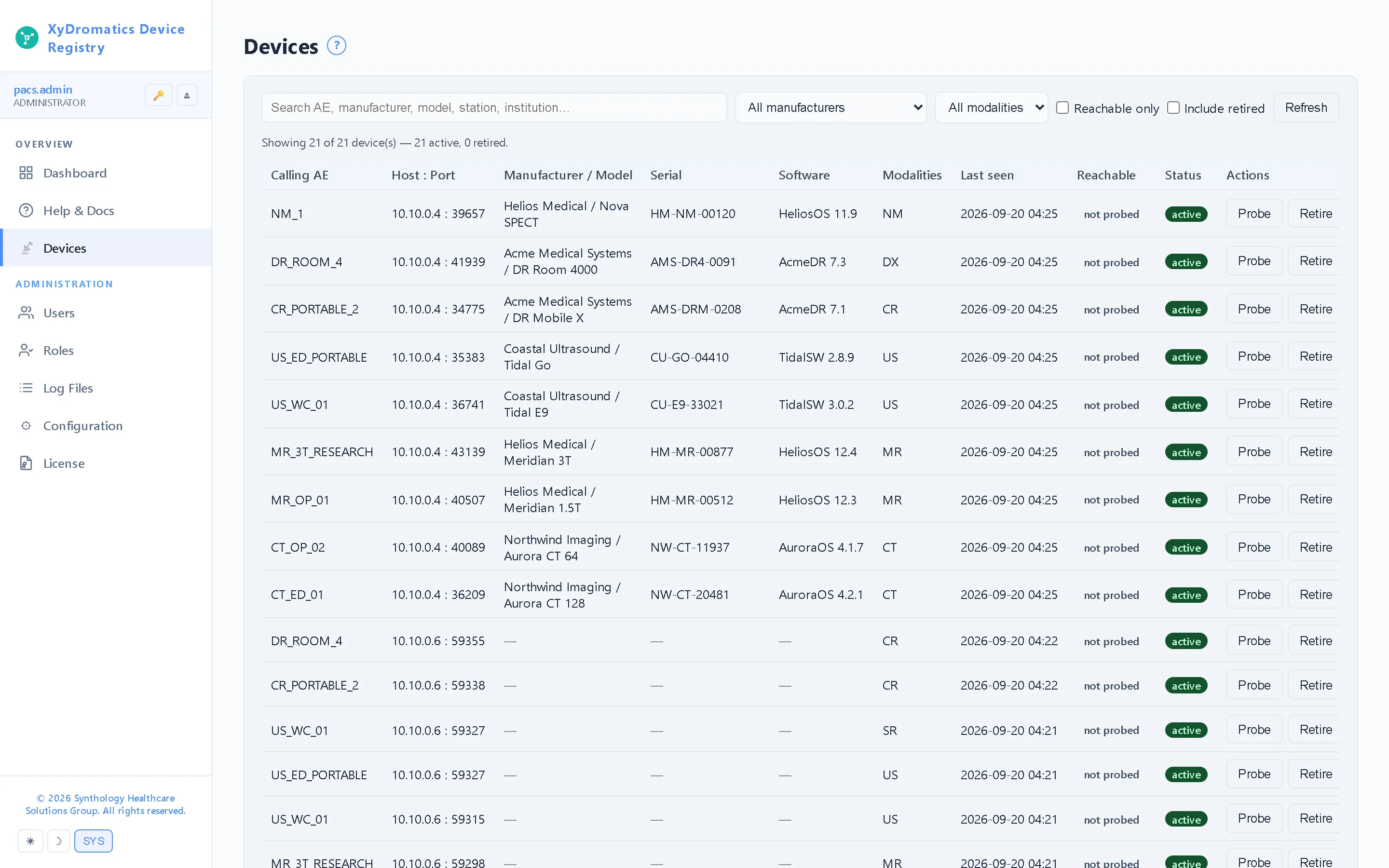 XyDromatics Device Registry — Device inventory