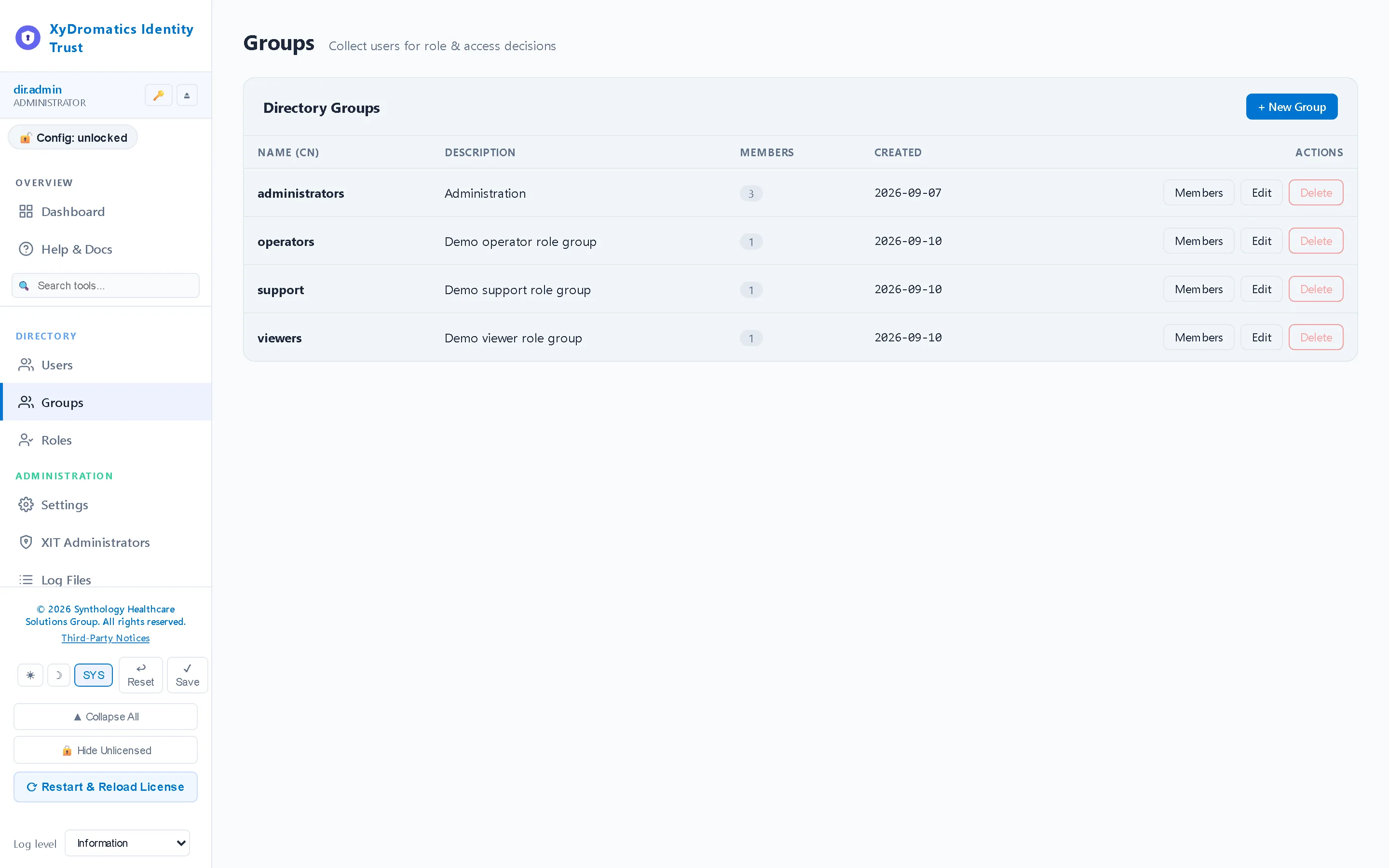 Groups — Groups map to application roles, so an operator gets the same access on every product.