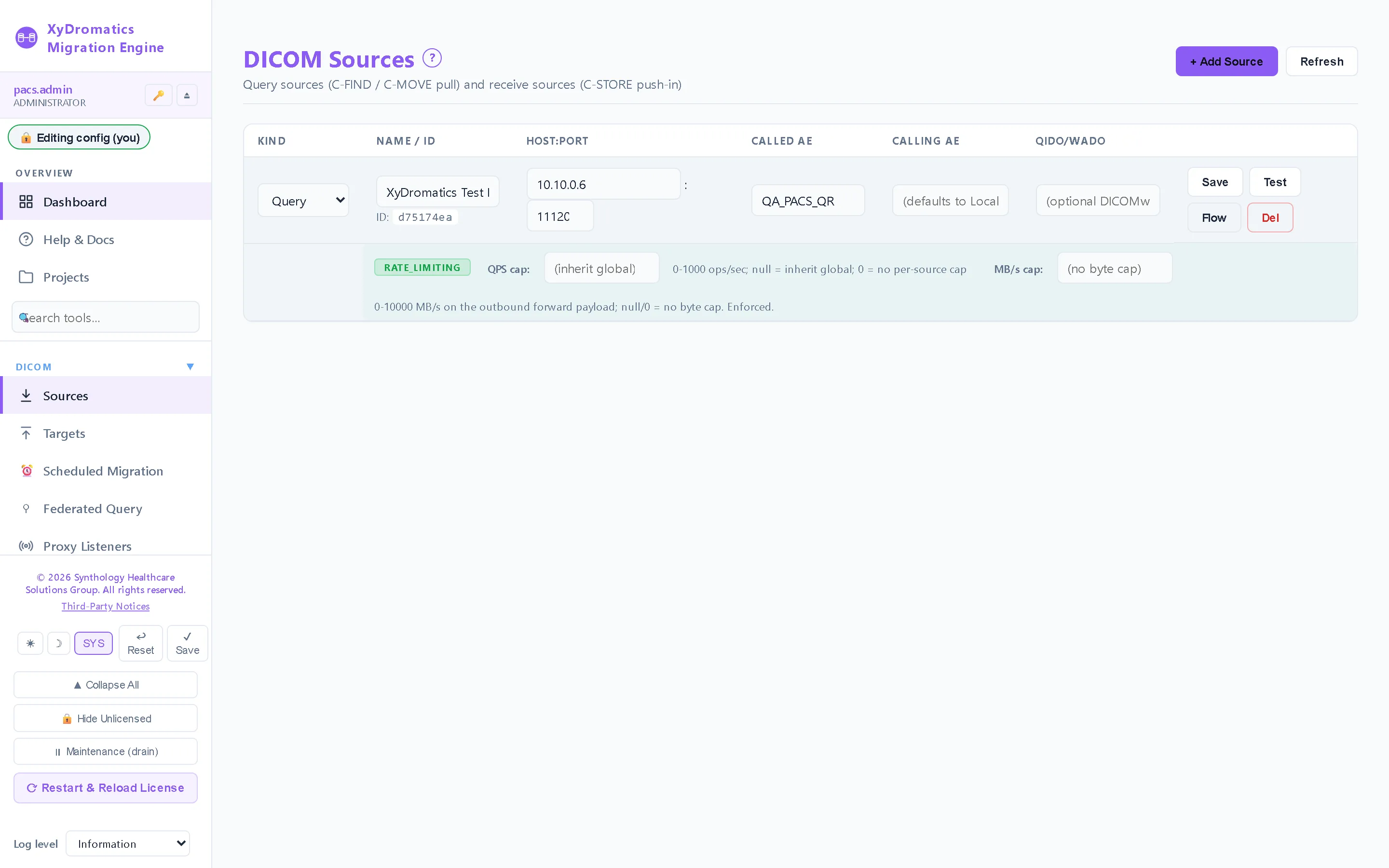 Sources — Legacy PACS and archives queried over DICOM Q/R, DICOMweb or file import.